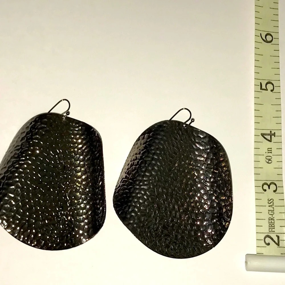 Bebe large‎ dangle silver round earrings